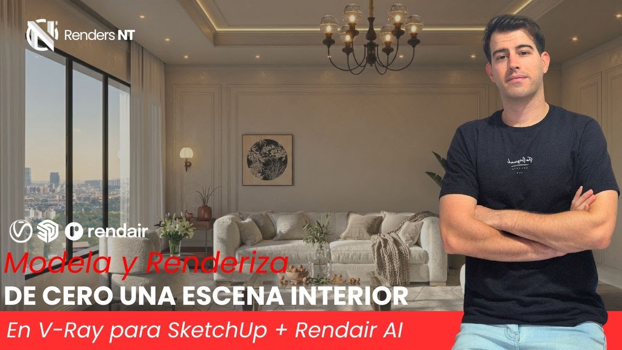 Modela y renderiza de CERO una ESCENA INTERIOR. Render Interior Realista en V-Ray para SketchUp