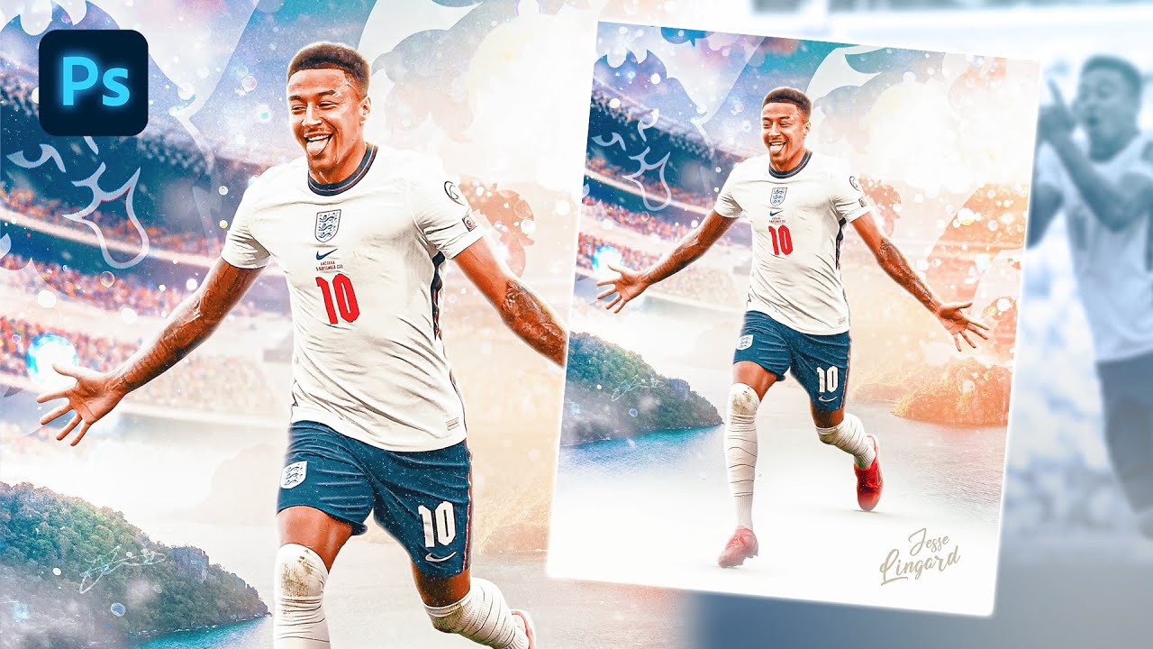 Jesse Lingard | England | Football Poster Design Photoshop Tutorial | Free PSD
