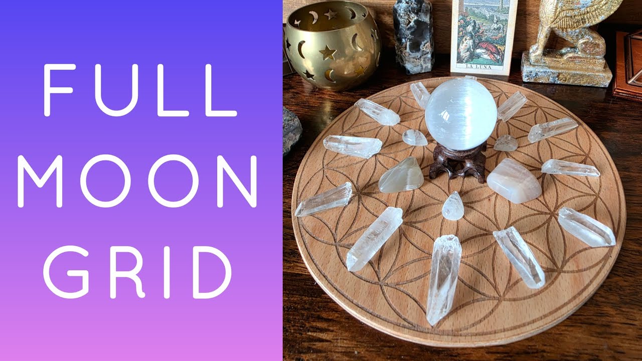 FULL MOON Crystal Grid Tutorial (Ritual & Flower of Life Template)