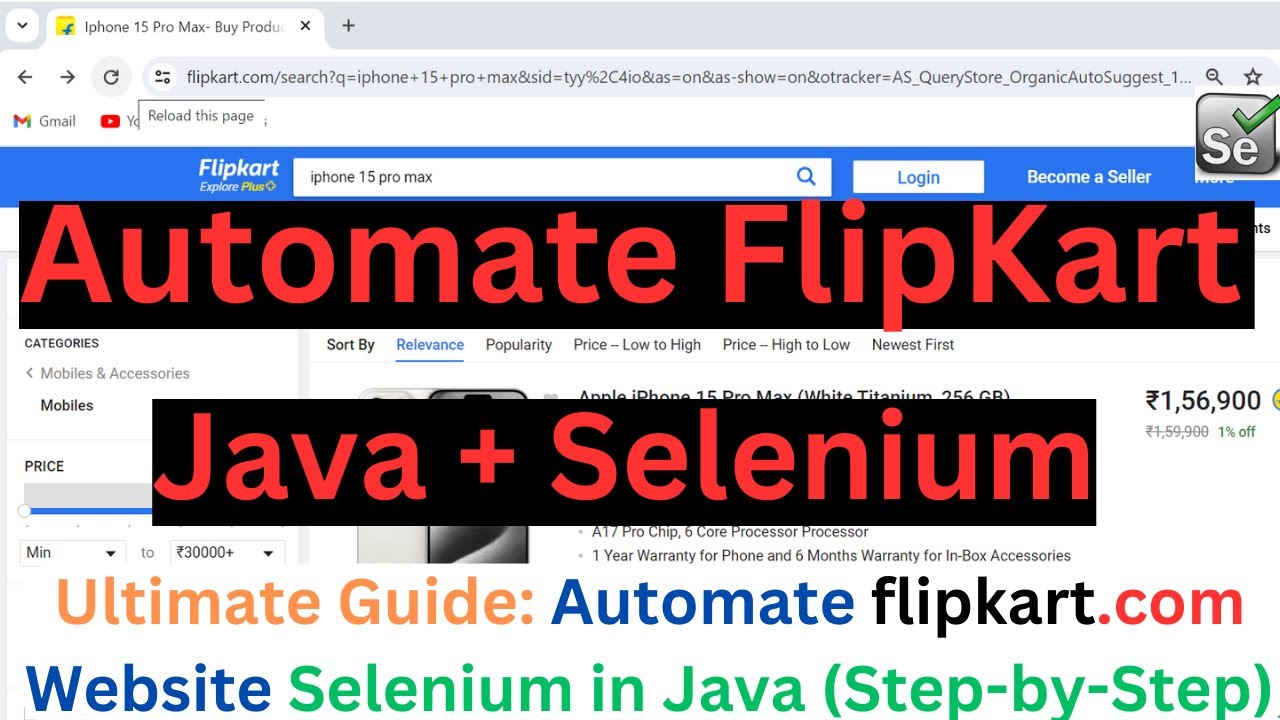 Автоматизируйте сайт электронной коммерции Flipkart с помощью SELENIUM WEBDRIVER || JAVA + SELENI...