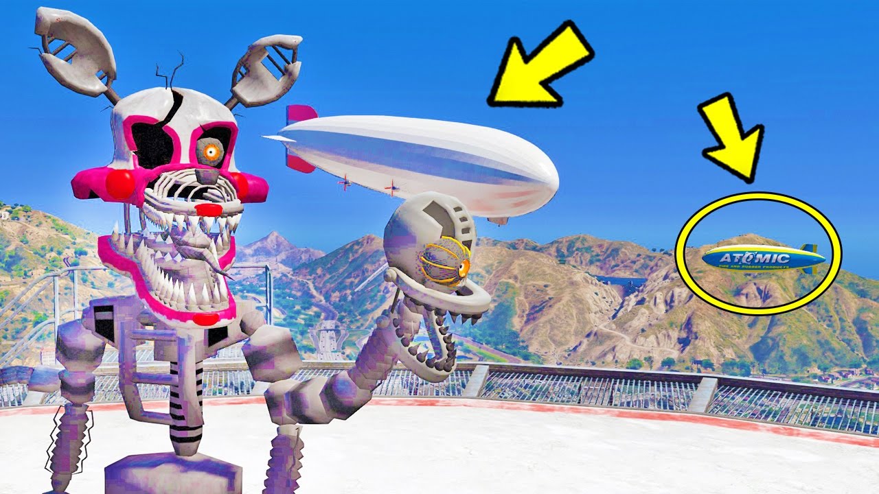 ANIMATRONICS NIGHTMARE MANGLE E O MAIOR DIRIGIVEL DO MUNDO | GTA V FIVE NIGHTS AT FREDDY`S