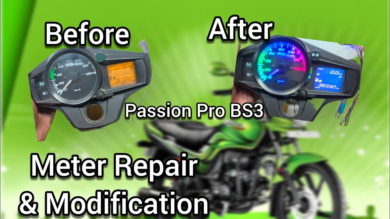PASSION PRO METER REPAIR AND MODIFY 💚💙❤️🤍 #hero #modificition #gixxer #repair #digital  #bikelife