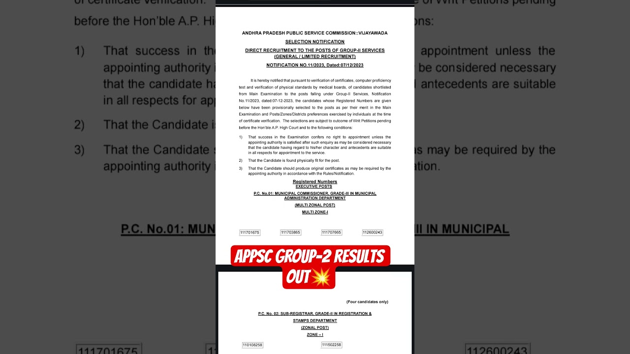 💥APPSC GROUP-2💥 RESULTS 📣FINAL LIST OUT