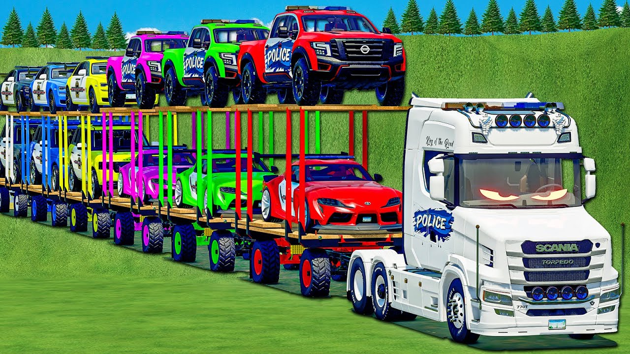LEADER FOLLOW TRANSPORT OF COLORS! COPS NISSAN TITAN, POLICE SUPRA & SCANIA TORPEDO! FS 25