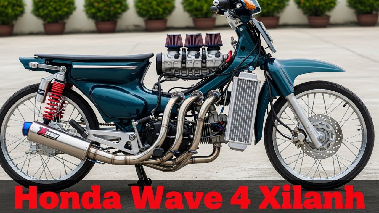 Build Honda Wave engine up to 4 cylinders, pick up things from scrap