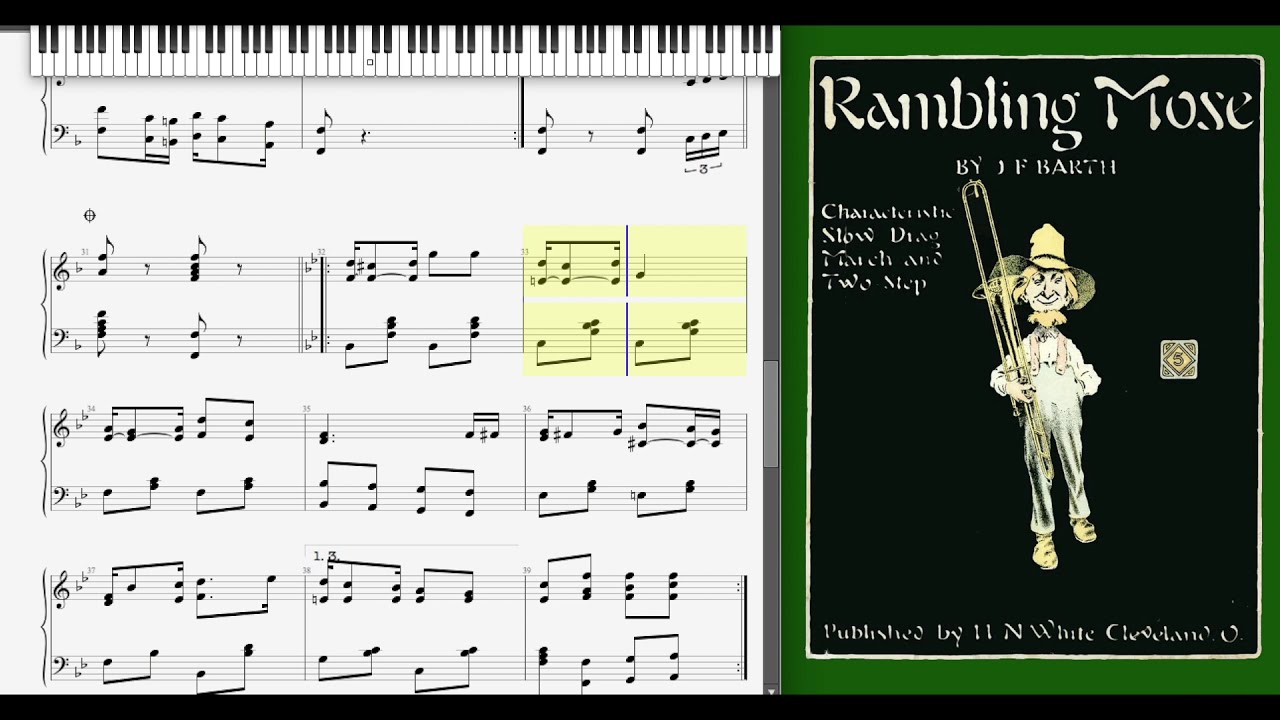 Rambling Mose by John Barth (1903, Ragtime piano)