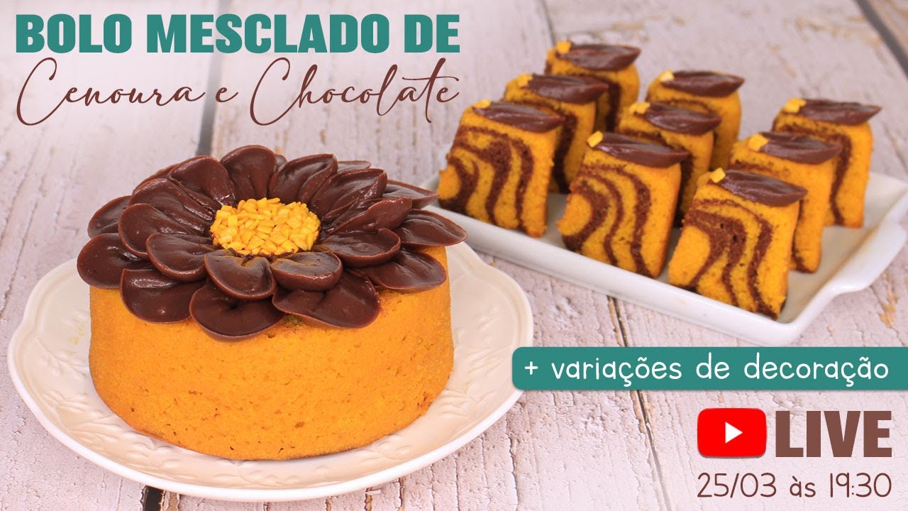 🔴 LIVE - BOLO MESCLADO DE CENOURA E CHOCOLATE COM BRIGADEIRO