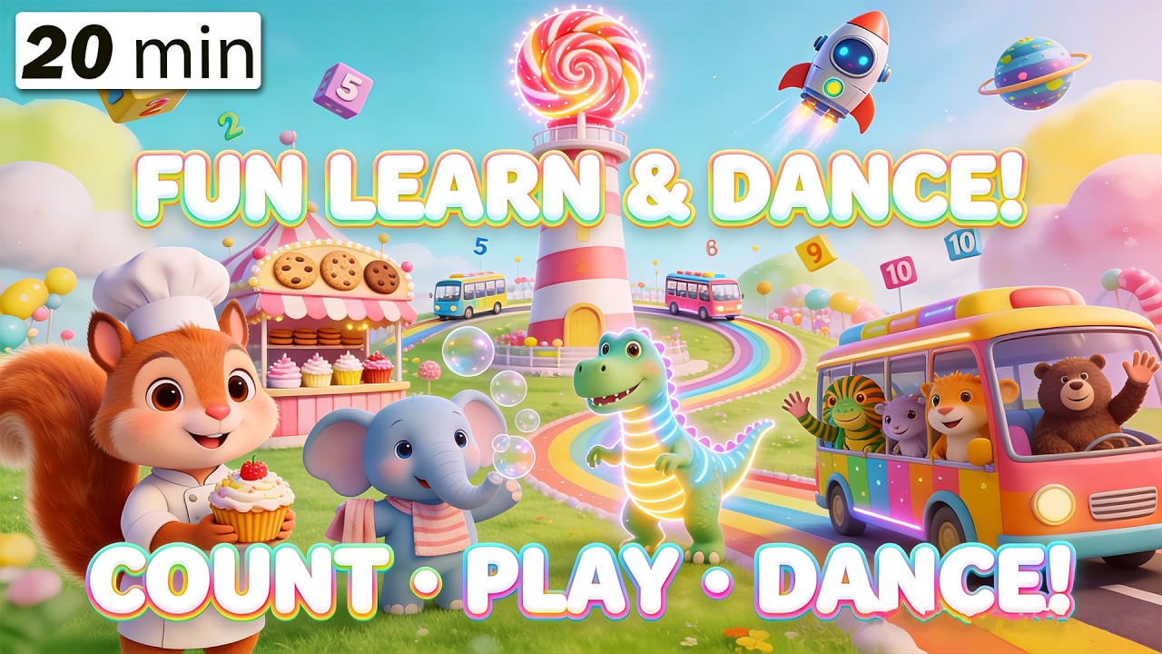 Fun Learning Rhymes Party 🐿️🚍🦖 | Dance, Count & Explore!