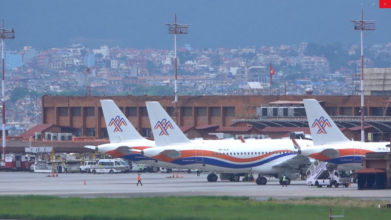 Back to back Landing of Nepal Airlines Airbus A320 and Himalaya Airlines Airbus A320