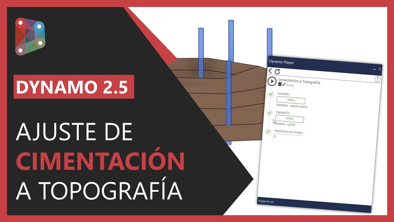 EJEMPLO en DYNAMO REVIT sobre cimentación y TOPOGRAFÍA