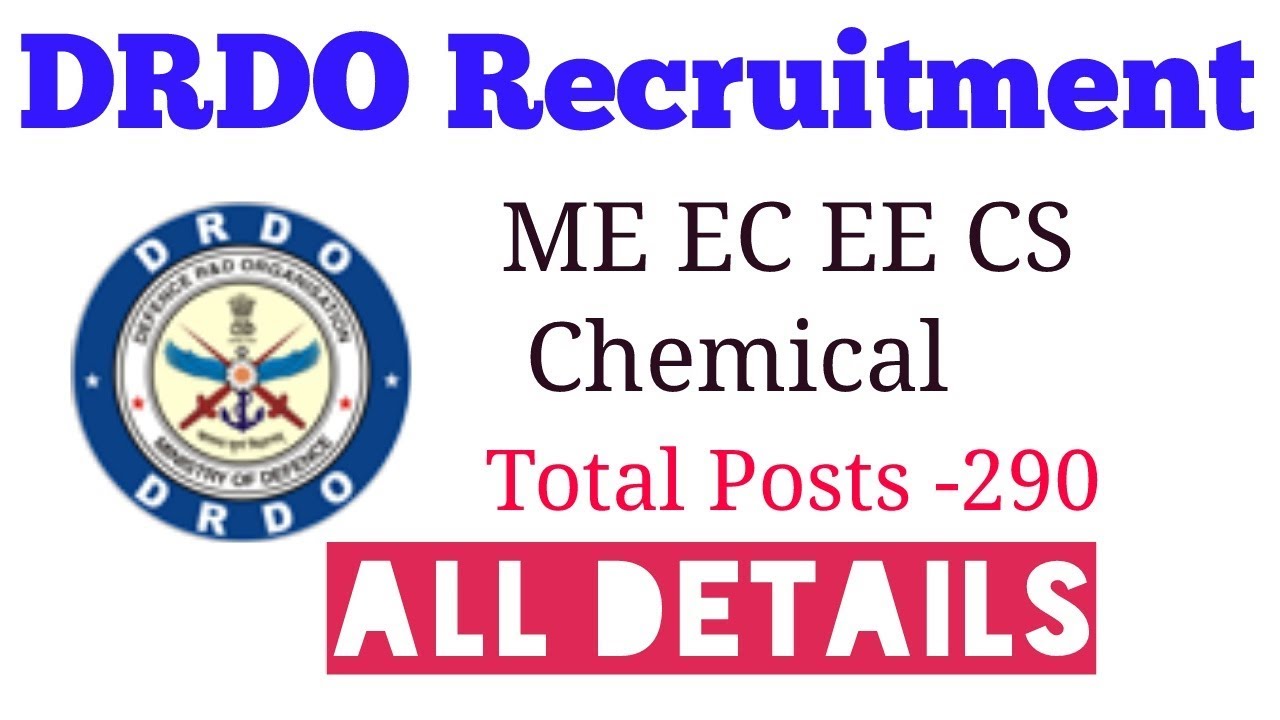 DRDO Recruitment - total Posts -290