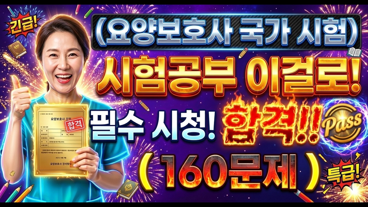 2026요양보호사 시험문제 모의고사 합본 160문제 2강 | 개정판 기출문제 유형 분석 | 요양보호사기출, 요양보호사자격취득방법