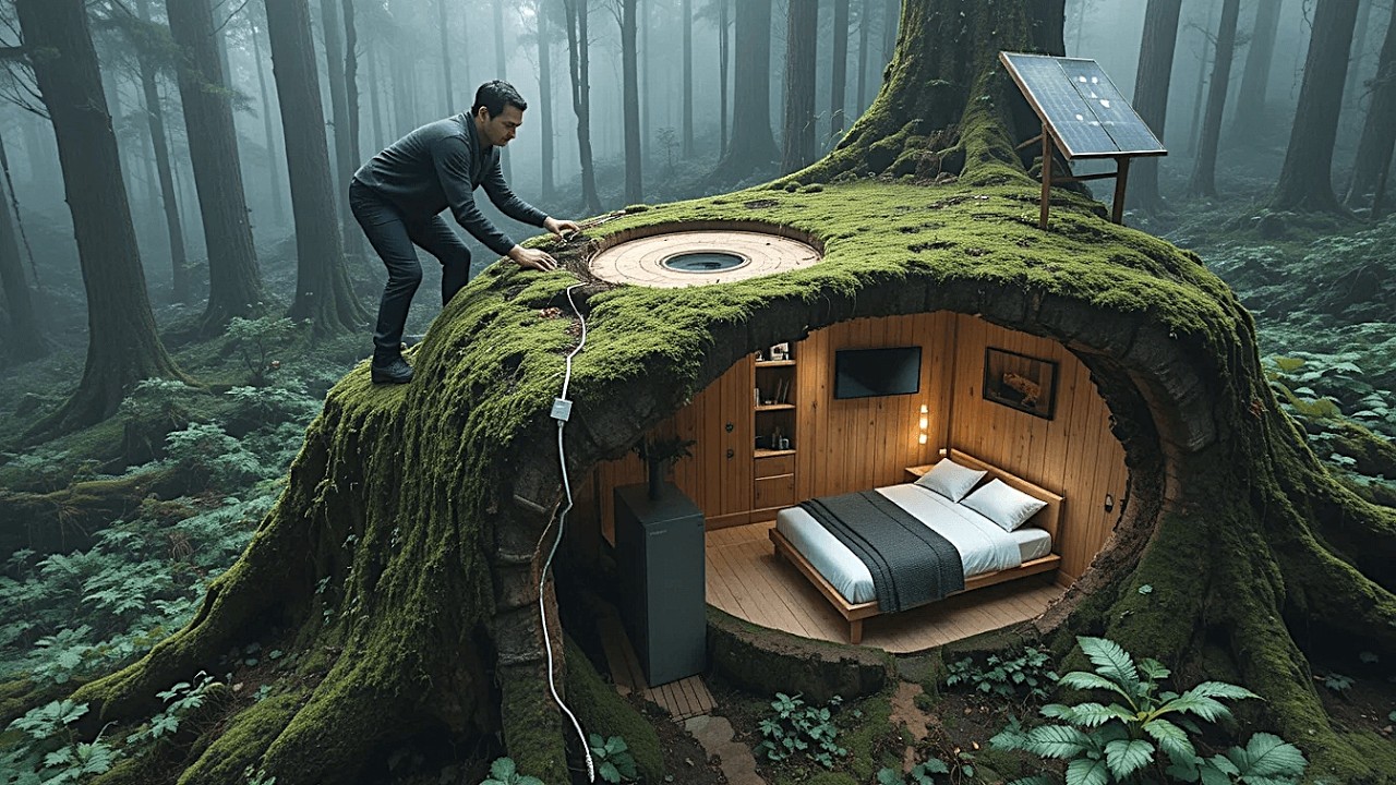 Building a Home in the Forest (ASMR) – This Man Built a Modern Mini Underground House Entirely