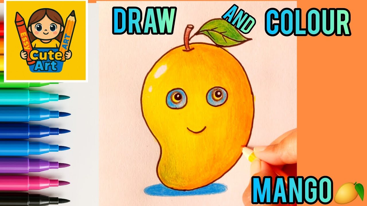 How to Draw Cute Mango 🍋 | EASY & Cute Step-by-Step Tutorial for Kids