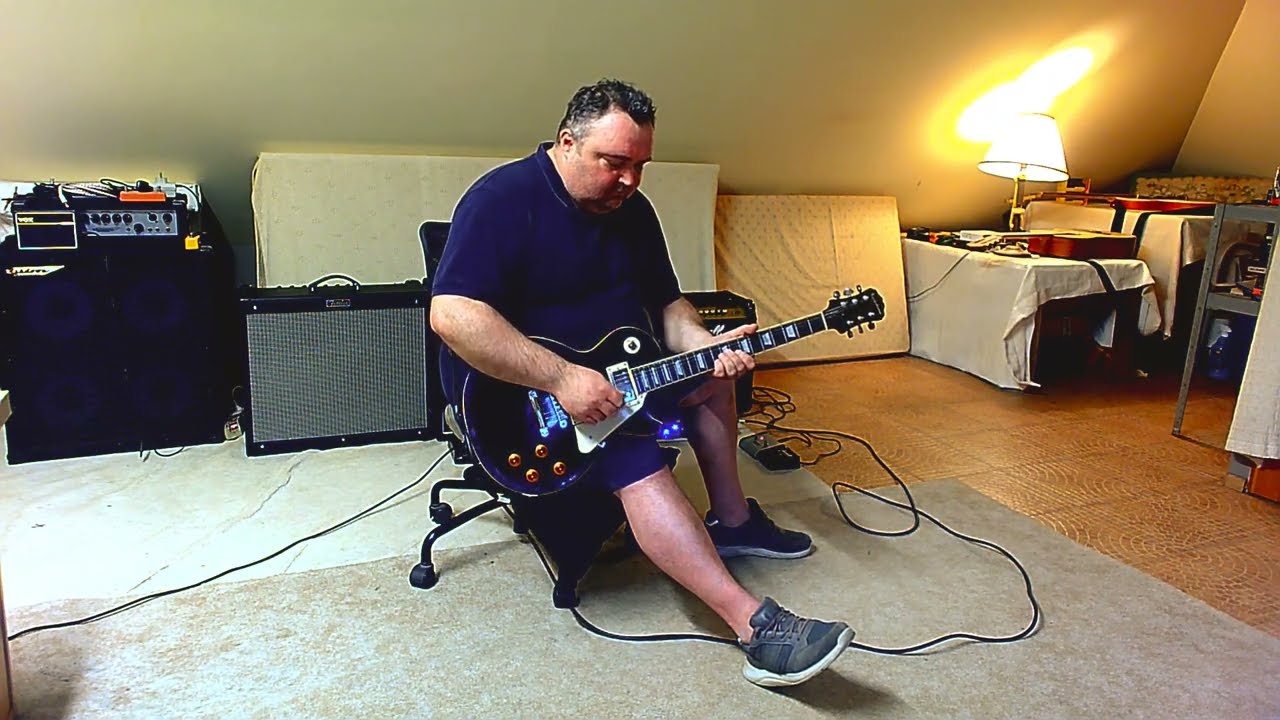 Am Blues Jam. Epiphone Les Paul + Vox AC 30 + Boss DD7 + MXR Sugar Drive