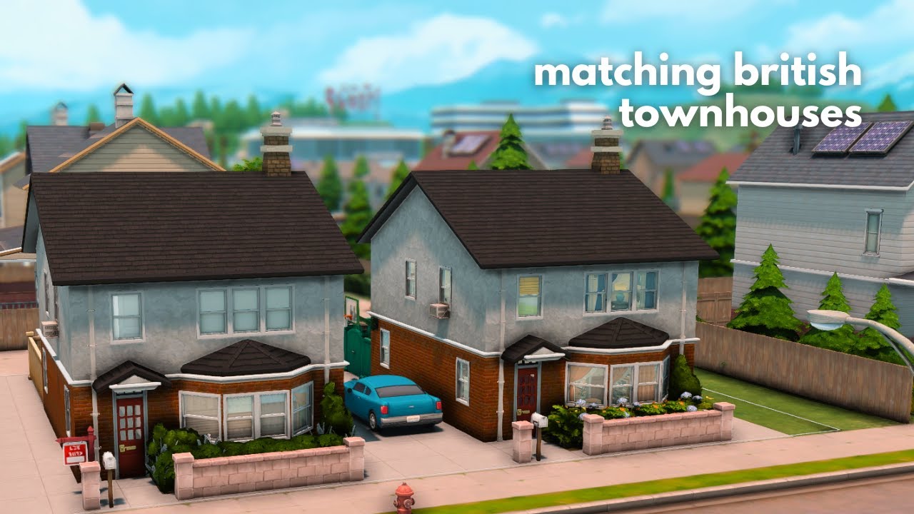 Matching British-style 1980s Townhouses 🇬🇧 No CC || Sims 4 Speed Build