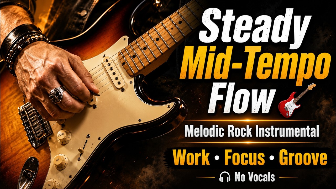 Steady Mid-Tempo Flow 🎸 Melodic Rock Instrumental | Work &bull; Focus &bull; Groove | No Vocals