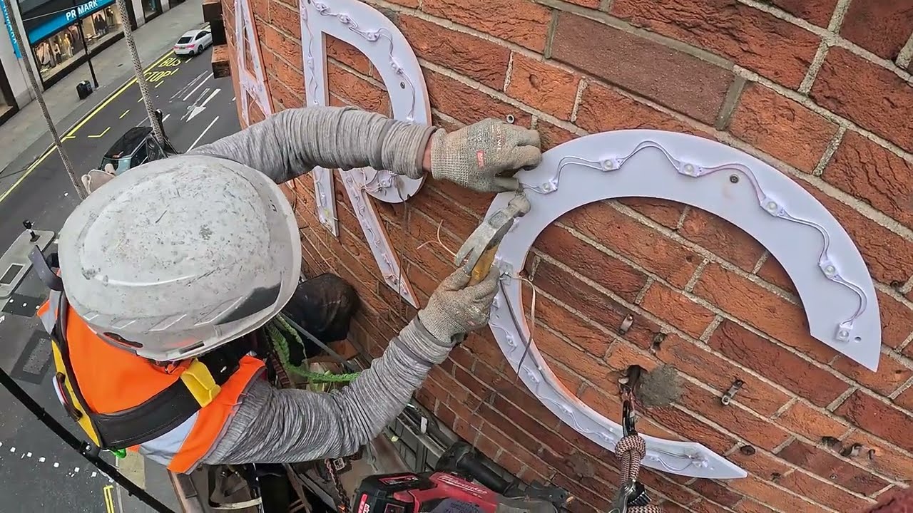Signage installation, raw video, without editing. October 2025