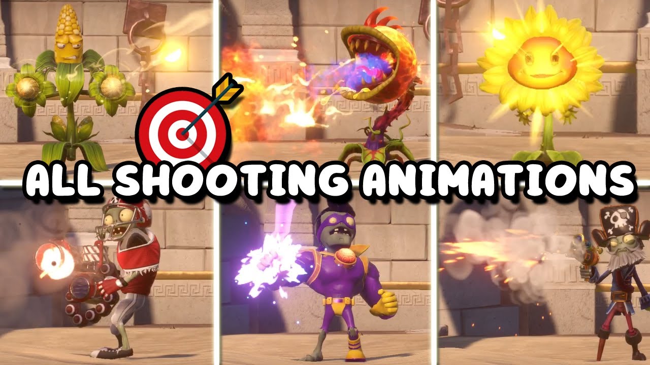 *ALL* Shooting Animations | Plants vs Zombies GW2