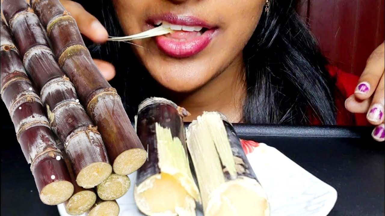ASMR Sugarcane Eating || First Video || Juicy Crunchy  Natural || No talking | Mathu ASMR