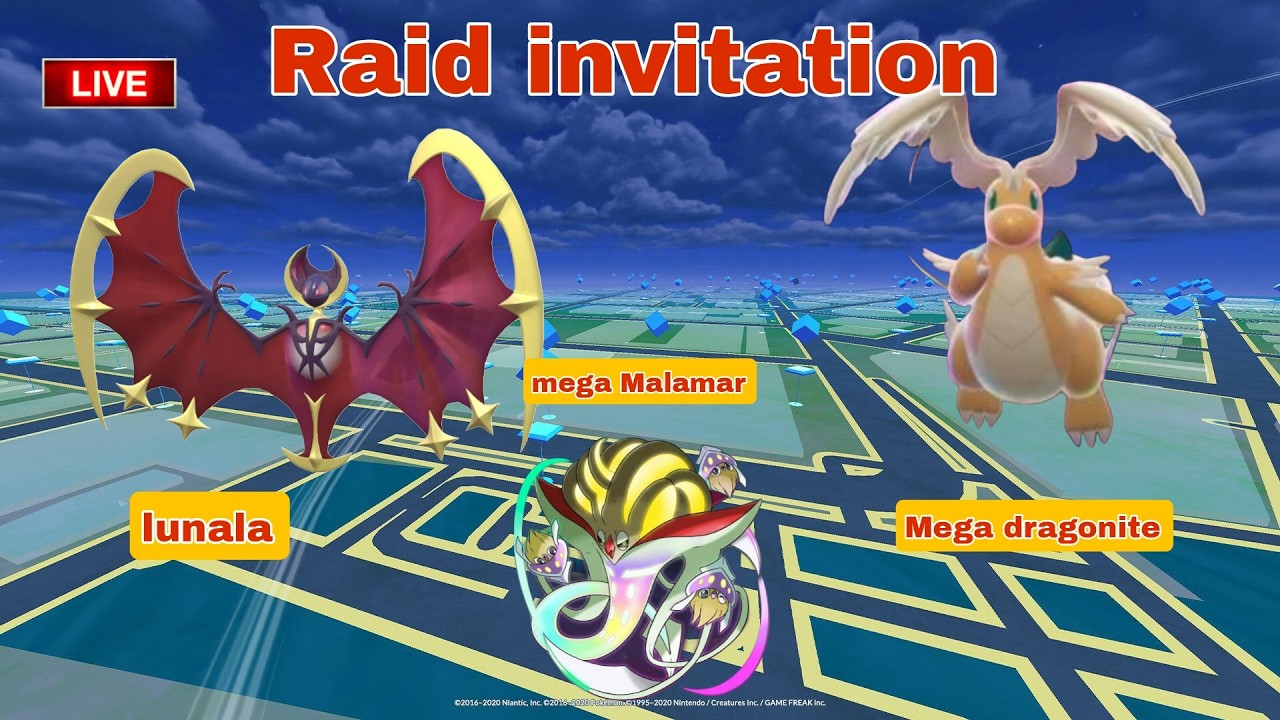 🔴Live lunala ,Yveltal ,Xerneas and all mega  Raid  invitation by  #raj4t5   in  #pokemon go