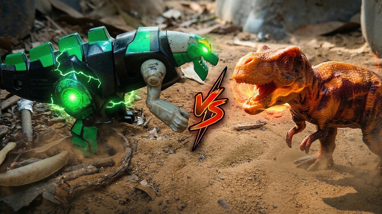 T-Rex Vs Dinobot Greenlock | Who will WIN ? | Dinosaur Vs Transformer
