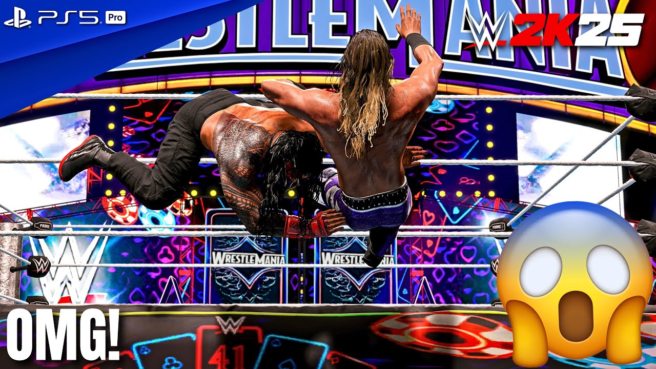 WWE 2K25 - Roman Reigns vs. Seth Rollins vs. CM Punk - Triple Threat Match at WrestleMania 41 | 4K