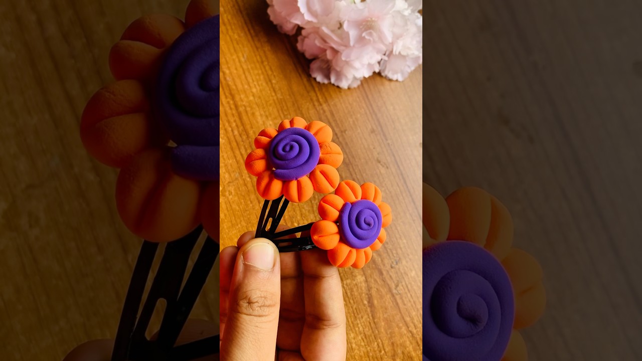 Diy clay flower Hairclip 🌼✨ #clayartidea #clayflowermaking #diyhairclips #clayart