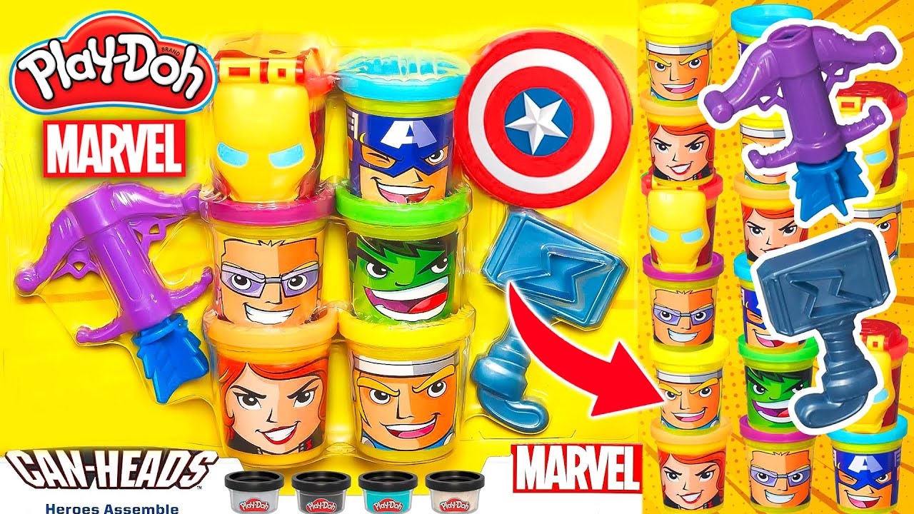 PLAY DOH Marvel Vengadores UNIDOS 8 CAN HEADS de Super Heroes | SUPER TOYS COLLECTION