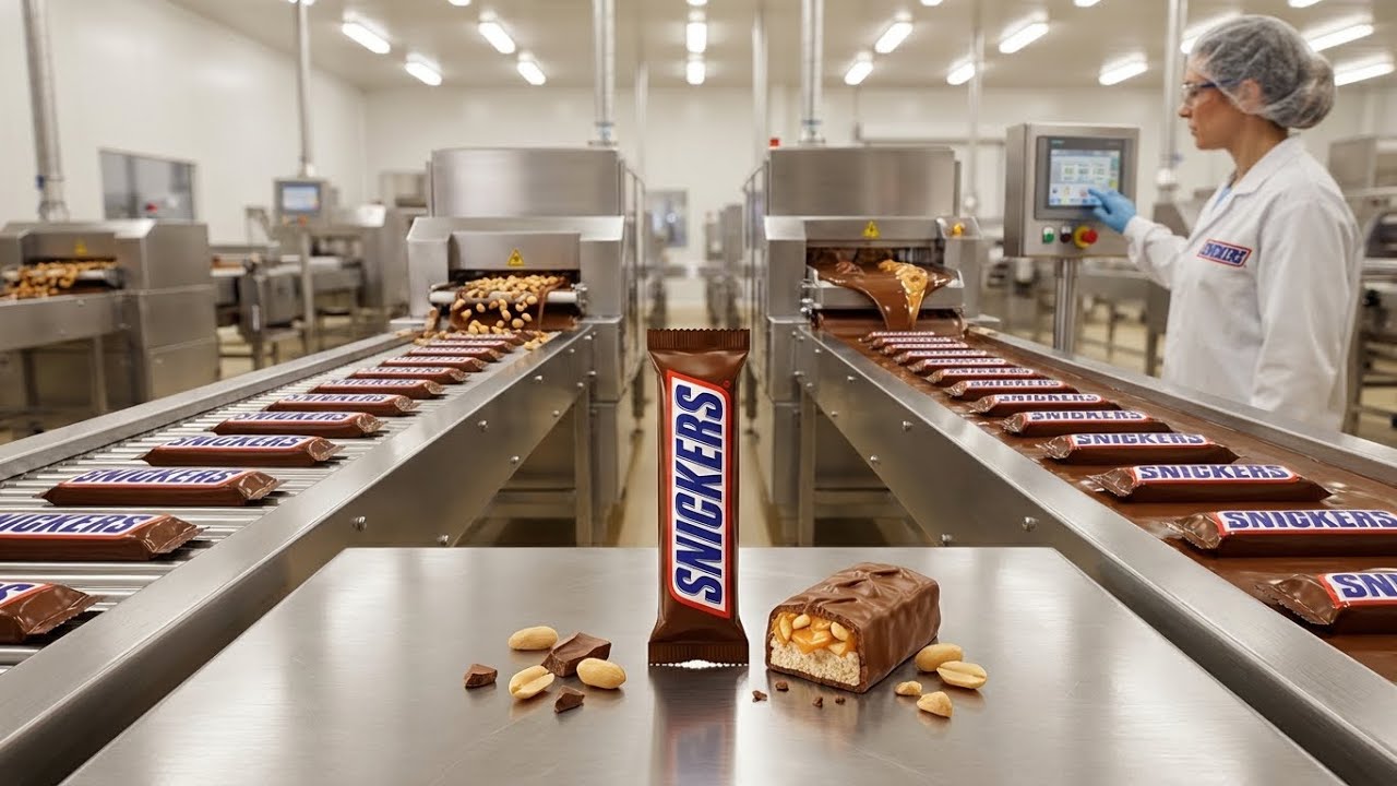 Inside a Snickers Production Line: From Raw Ingredients to Iconic Chocolate Bars (Full Process)