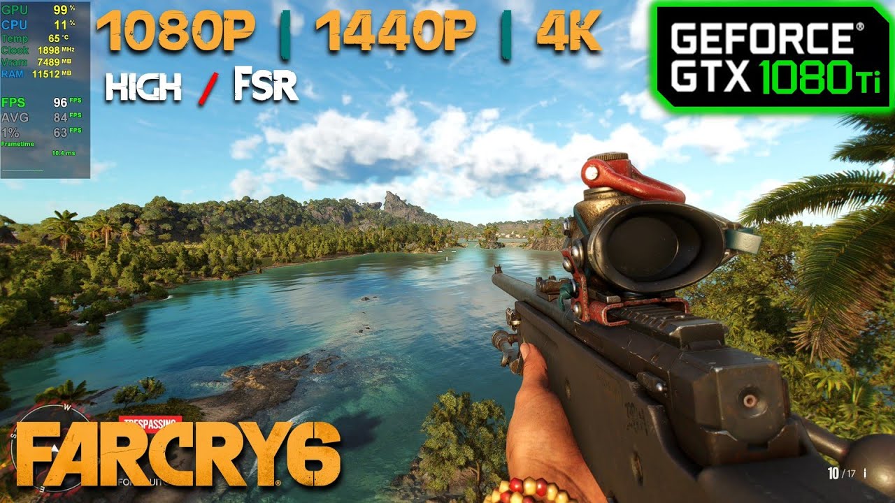 GTX 1080 Ti | Far Cry 6 - 1080p, 1440p, 4K - High + FSR