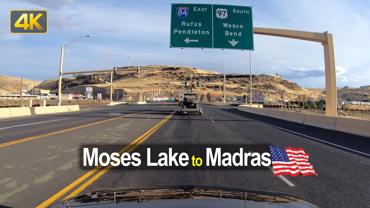 USA Road Trip - Moses Lake WA to Madras OR in 4K