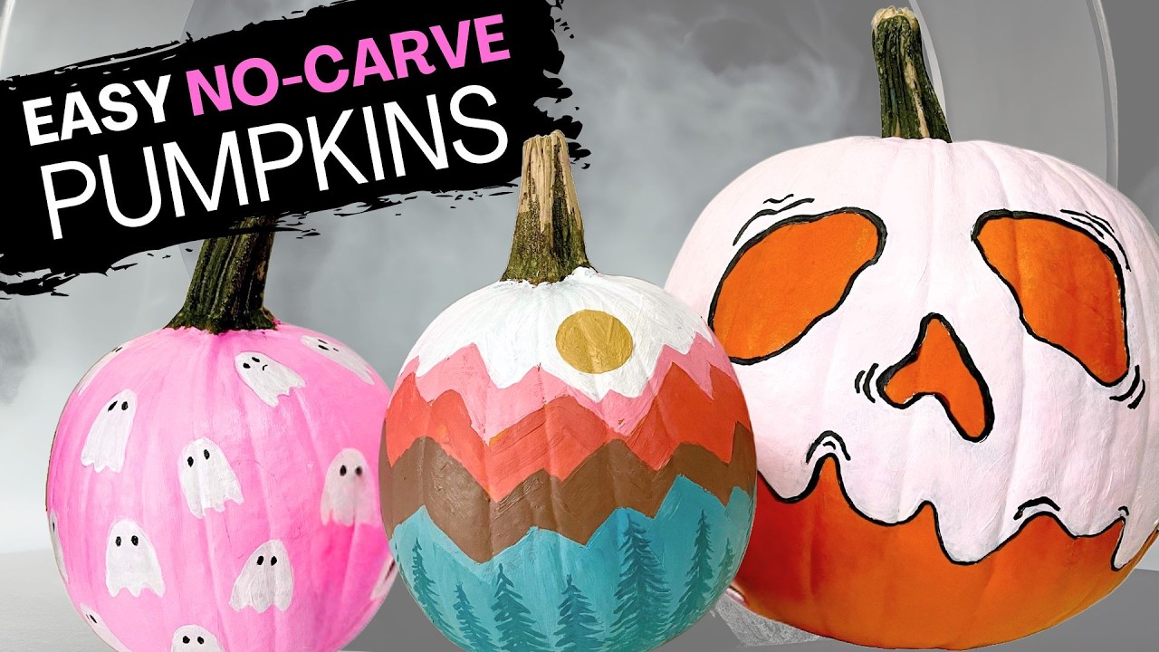 Веселые и простые идеи для росписи тыкв без вырезания 🎃🫶🏼 Идеально для декора крыльца на Хэллоуин