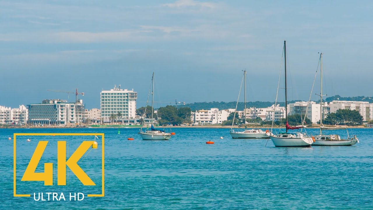 4K Tranquility of IBIZA, Spain - Urban Relax Video with Real Sounds