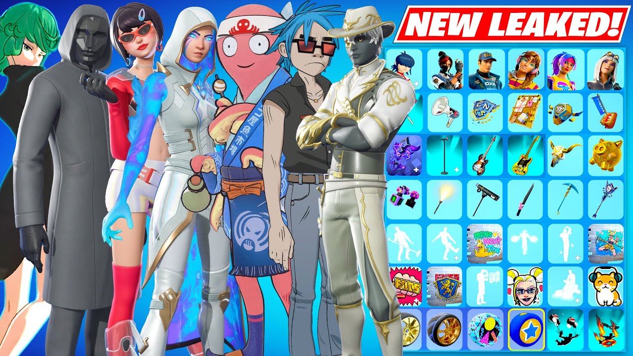 All NEW Fortnite LEAKED Skins & Cosmetics v37.10 (FREE Skin, Gorillaz, One Punch Man, Crew Pack)