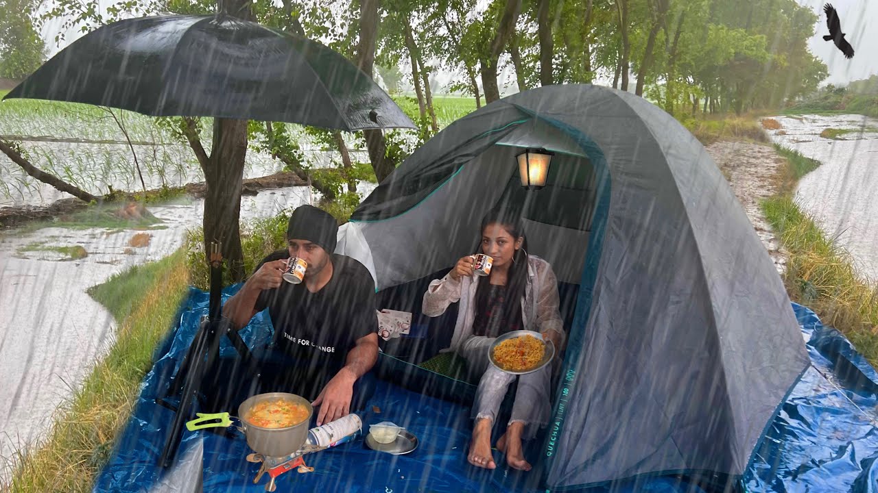 Camping in Heavy Rain & wind Storm ☔️ | Camping in Non Stop Rain ⛈️