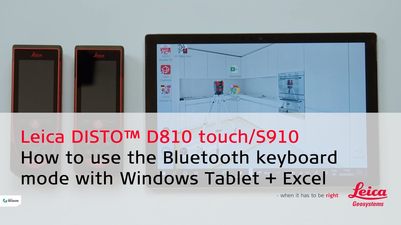 How to use the Bluetooth keyboard mode on Leica DISTO D810 touch/S910 with Windows Tablet and Excel