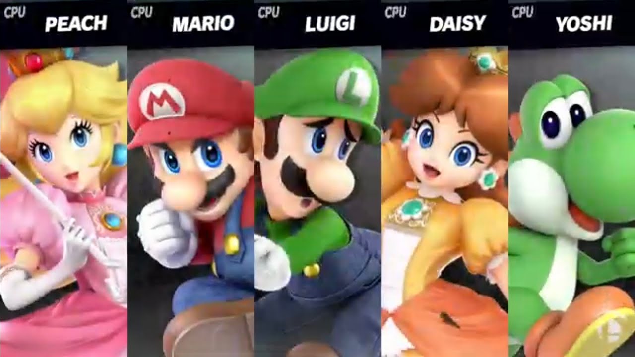 Peach VS Mario VS Luigi VS Daisy VS Yoshi (Super Smash Bros Ultimate)