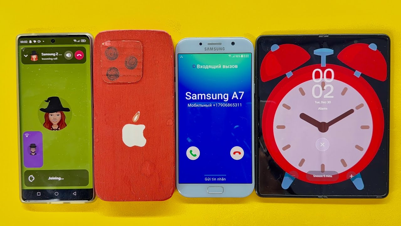 Incoming Call & Snapchat & Wooden IPhone Blackview A200 Pro ,Samsung Z Fold3, Samsung A7