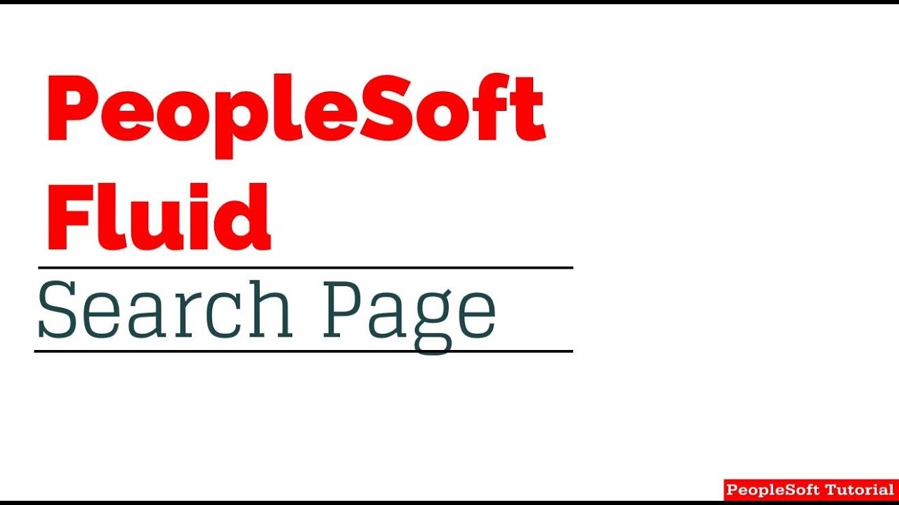 PeopleSoft Fluid Search