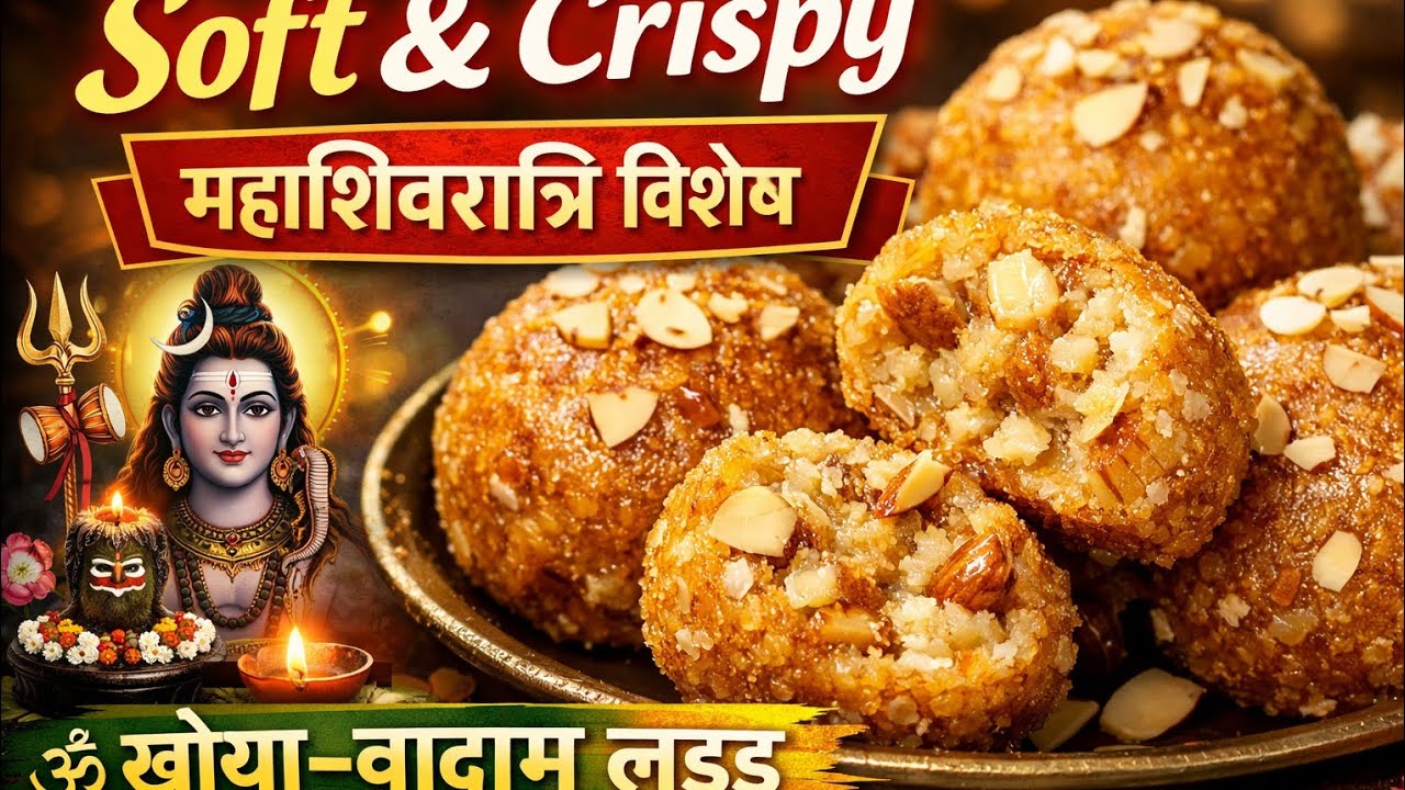 महाशिवरात्रि स्पेशल मिठाई 😍 खोया–बादाम लड्डू | आसान  रेसिपी।shivratri bhog laddu