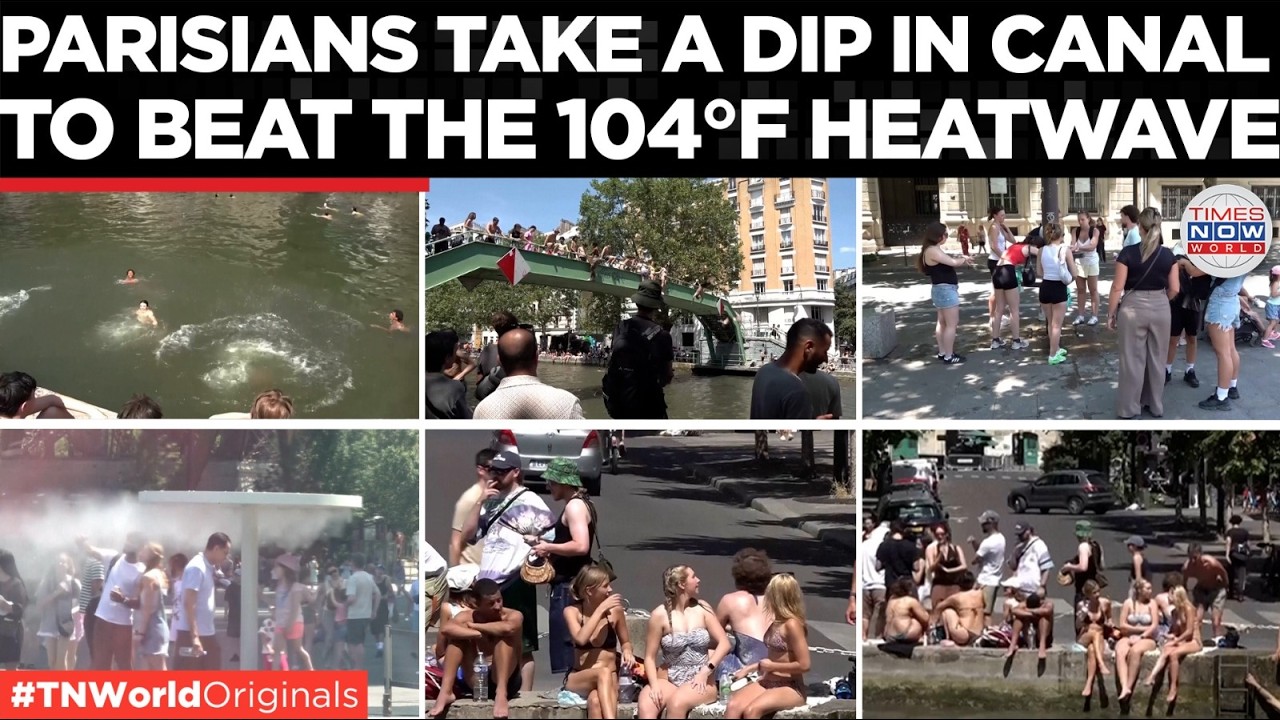PARIS HEATWAVE: Parisians jump in canal, take bath in fountain to cool down as temp nears 104&deg;F