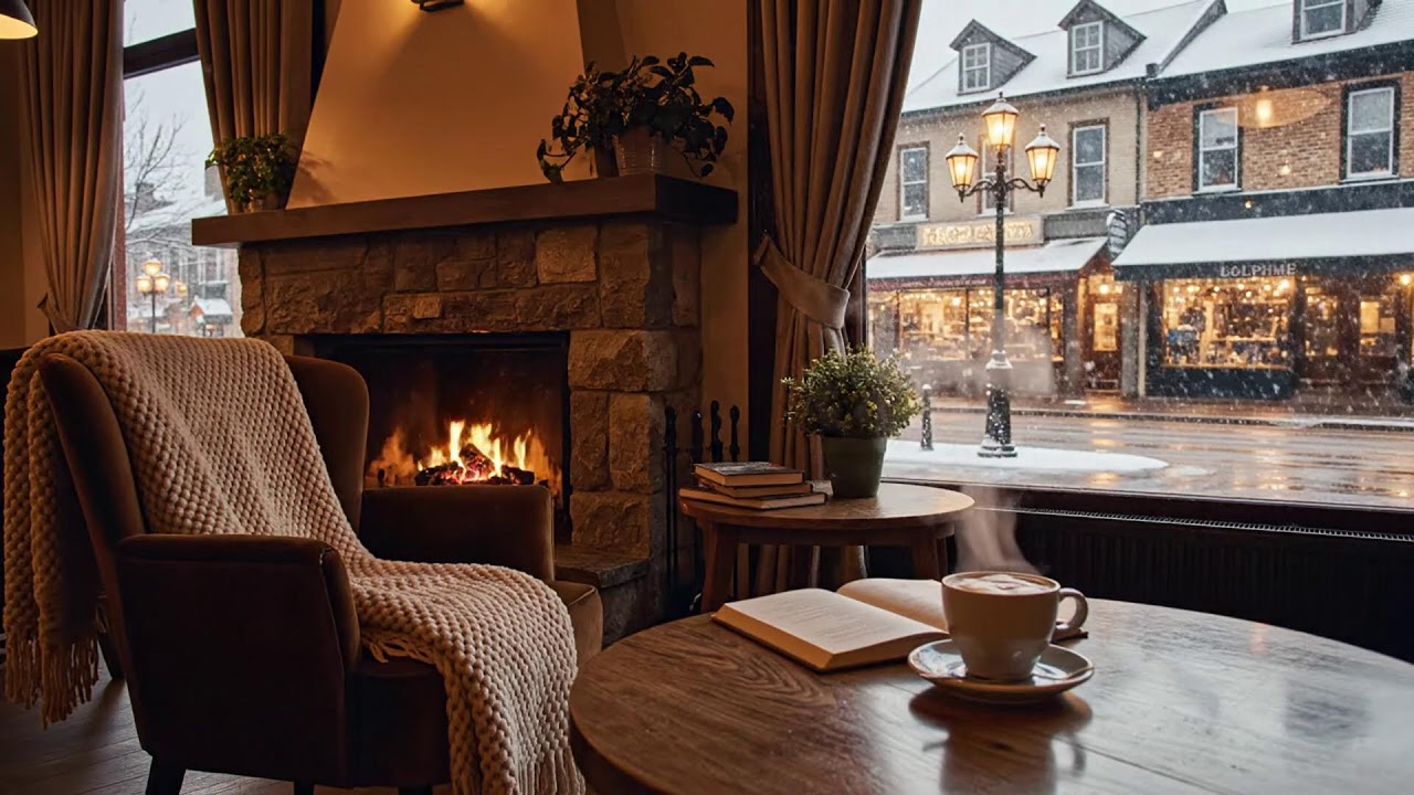 Cozy Winter Coffee Shop ❄️ Relaxing Jazz Piano for Study & Work