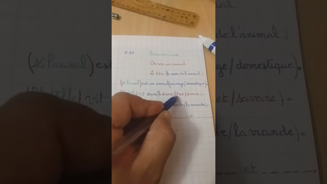 production écrite  décrire un animal