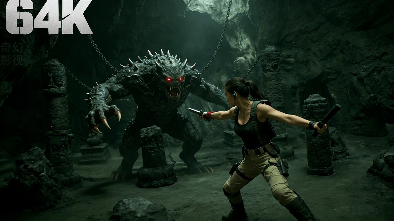 Skull Island | Female agent engages in a life-or-death battle with a giant beast | 4K