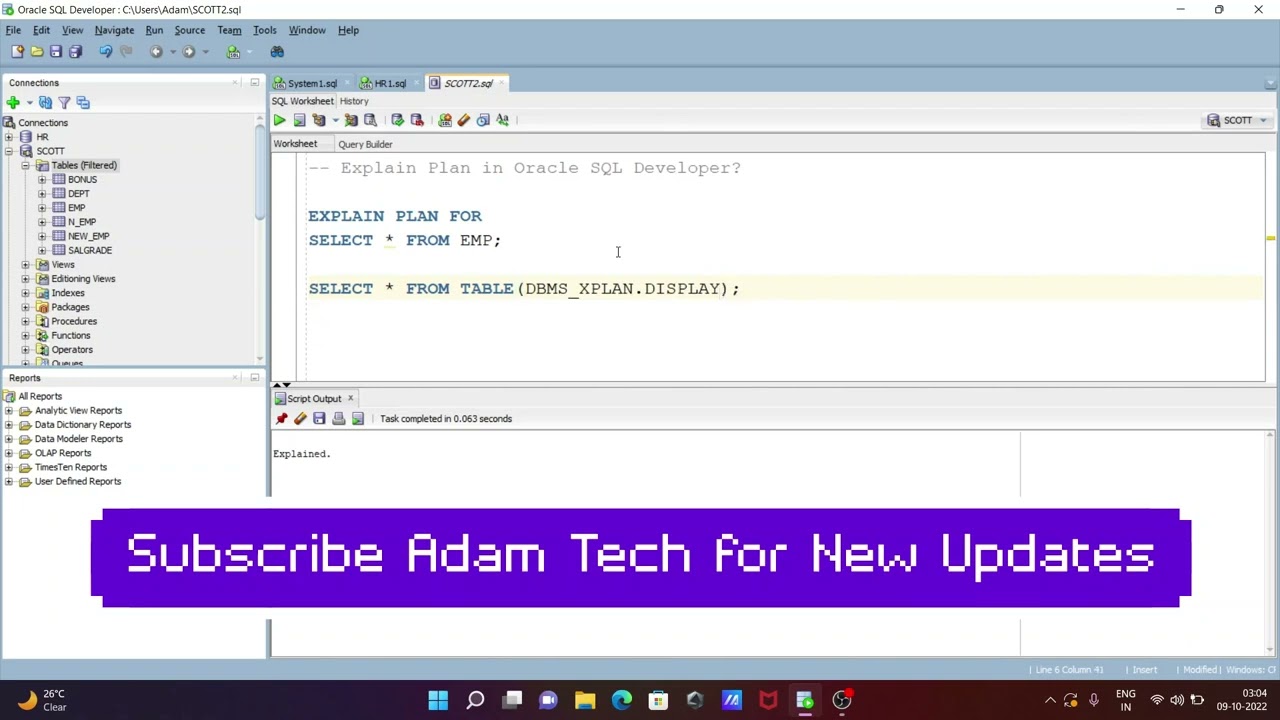 Explain Plan in Oracle SQL Developer