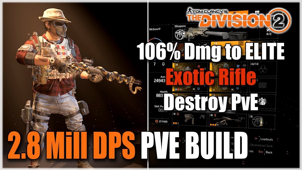 2.8 MILLION DPS EXOTIC DIAMONDBACK BUILD || Best PvE Rifle Build || The Division 2