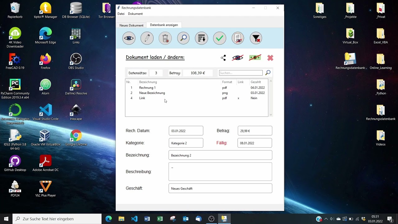 Python - Modern Tkinter GUI / Sqlite3 Database