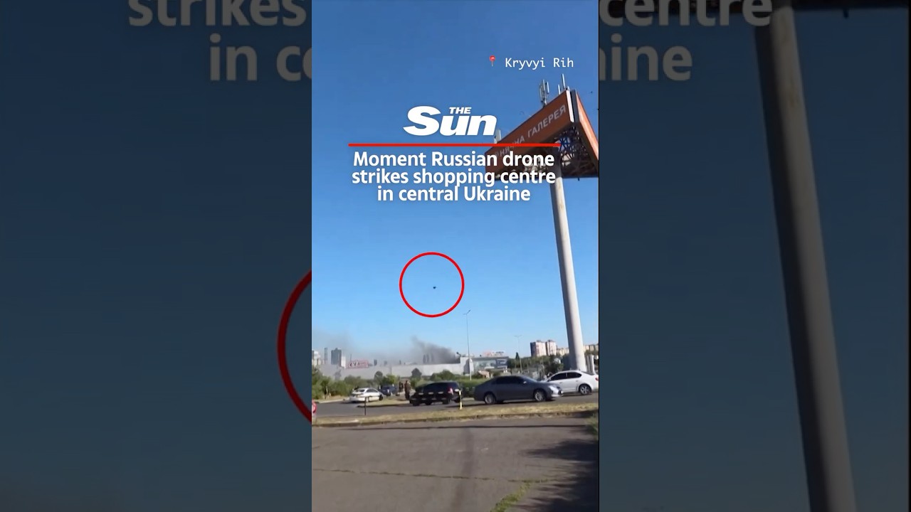 Russian drone strikes shopping centre in central Ukraine killing more than a dozen people #ukraine