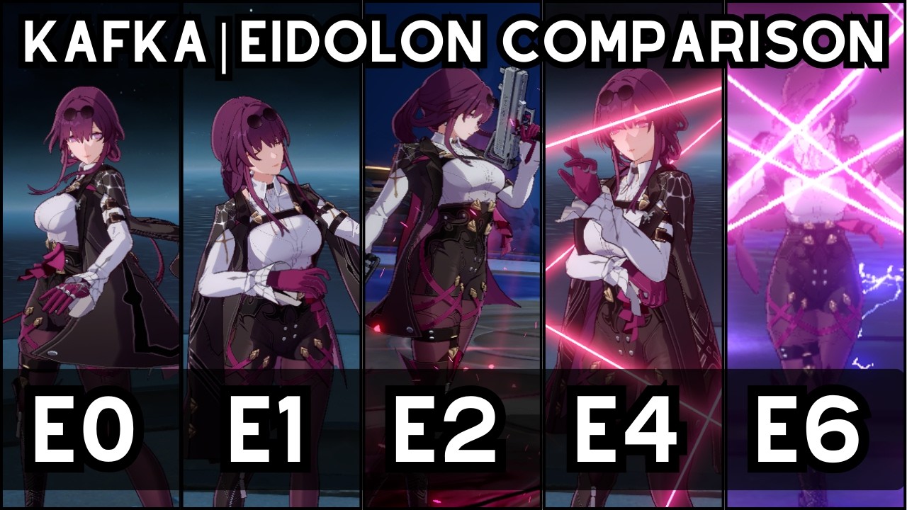 Kafka Eidolon Comparison | E0 vs E1 vs E2 vs E4 vs E6 | Memory of Chaos 4.0 #kafka #blackswan